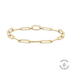 Das Tamaris Armband - Charm Series: Elegantes Damen-Schmuckstück mit ovalen Gliedern und rundem Verschluss, stilvoll auf weißem Hintergrund mit dezentem Tamaris Logo präsentiert.