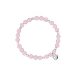 Tamaris Armband Pretty Pink mit rosafarbenen Perlen, silberfarbenen Kugeln und rundem Anhänger mit Logomotiv
