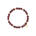 Tamaris Armband Wishful Wine-Red mit dunkelroten Perlen, goldfarbenen Kugeln und rundem Anhänger mit Logomotiv