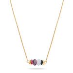 Tamaris Halskette Natural Stones in Gold mit mehrfarbigen Perlen in Rosa, Weiß, Grün und Violett
