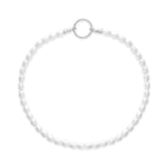 Tamaris Pearl Charms Fußkette mit weißen Perlen und rundem silberfarbenem Charm-Verschluss