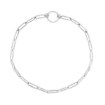 Tamaris Charms Series Fußkette in Silber mit länglichen Paperclip-Kettengliedern und rundem Charm-Verschluss