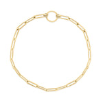 Tamaris Charms Series Fußkette in Gold mit länglichen Paperclip-Kettengliedern und rundem Charm-Verschluss