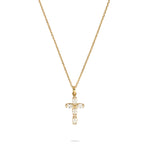 Tamaris Cross Halskette in Gold mit funkelndem Kreuzanhänger aus facettierten Zirkonia-Steinen