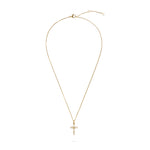 Tamaris Cross Halskette in Gold mit Zirkonia-Kreuzanhänger und längenverstellbarer Kette