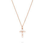 Tamaris Cross Halskette in Roségold mit funkelndem Kreuzanhänger aus facettierten Zirkonia-Steinen