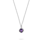 Tamaris Shiny Stones Halskette in Silber mit facettiertem violettem Schmuckstein-Anhänger