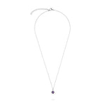 Tamaris Shiny Stones Halskette in Silber mit violettem Anhänger und längenverstellbarer Kette