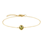 Tamaris Shiny Stones Armband in Gold mit facettiertem grünem Schmuckstein und längenverstellbarer Kette