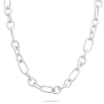 Tamaris Halskette Elegant Chunky in Silber mit markanten ovalen und runden Kettengliedern – Detailansicht