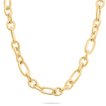 Tamaris Halskette Elegant Chunky in Gold mit markanten ovalen und runden Kettengliedern – Detailansicht