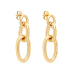 Tamaris Elegant Chunky Ohrringe in Gold mit drei ineinandergreifenden ovalen Gliedern – moderne Statement-Ohrhänger