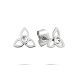 Tamaris Flower Ohrstecker in Silber mit floralem Design und funkelndem Schmuckstein, Vorder- und Seitenansicht