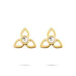Tamaris Flower Ohrstecker in Gold mit floralem Design und zentralem Schmuckstein, Frontansicht