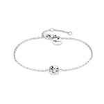 Elegantes Tamaris Set - Das Layer-Armband von Tamaris hat eine silberne Schlangenkette mit einem quadratischen Kristallanhänger und einem verstellbaren Verschluss.