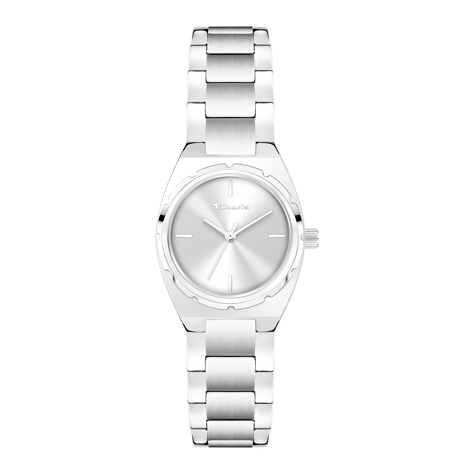 Die Tamaris Armbanduhr - The Cool One zeichnet sich durch ein silbernes Edelstahlband, ein minimalistisches rundes Zifferblatt und schlichte Stundenmarkierungen aus - eine elegante Tamaris-Armbanduhr, die perfekt für den Alltag geeignet ist.