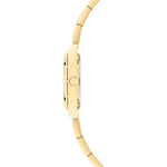 Seitenansicht der Tamaris Armbanduhr - The Cool One in Gold, mit schmalem Band und runder Krone auf der rechten Seite - eine elegante Damenuhr von Tamaris, ideal für einen raffinierten Stil.