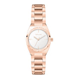 Die Tamaris Armbanduhr - The Cool One von Tamaris verfügt über ein roségoldenes Gehäuse, ein weißes Zifferblatt, minimalistische Markierungen und ein schlankes Edelstahlband für einen modernen, minimalistischen Damenuhren-Look.
