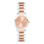 Die Tamaris Armbanduhr - The Cool One ist eine silber- und roségoldfarbene Damenuhr mit rundem Zifferblatt und elegantem Edelstahlband, inspiriert von der Tamaris Mini-Uhr Kollektion.