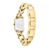 Die Tamaris Armbanduhr - Chain Watch der Marke Tamaris mit rechteckigem Mini-Gehäuse und Kettengliederarmband ist auf der Rückseite abgebildet.