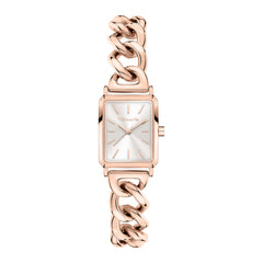 Die Tamaris Armbanduhr - Chain Watch besticht mit rechteckigem Zifferblatt und markantem Panzerarmband im trendigen Roségold.