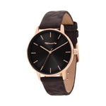Die Tamaris Armbanduhr - Stamped Flowers ist eine stilvolle Damenuhr mit schwarzem Zifferblatt, goldenem Gehäuse und dunkelbraunem Lederarmband - eine elegante Uhr von Tamaris, perfekt für jeden Anlass.