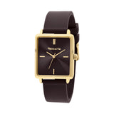 Die Tamaris Armbanduhr - The Silicon Square verfügt über ein rechteckiges, goldenes Gehäuse, ein schwarzes Zifferblatt mit minimalistischen, goldenen Markierungen und ein schlankes Silikonband - eine Kombination aus Eleganz und Sportlichkeit im echten Tamaris-Stil.