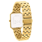 Rückansicht der Tamaris The Square Damenuhr in Gold mit rechteckigem Gehäuse und goldenem Gliederarmband
