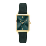 Tamaris Armbanduhr Tiny Watch mit rechteckigem goldfarbenem Gehäuse, grünem Zifferblatt und dunkelgrünem Lederarmband