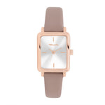 Tamaris Armbanduhr Tiny Watch mit rechteckigem roségoldfarbenem Gehäuse, Sunray-Zifferblatt und taupefarbenem Lederarmband